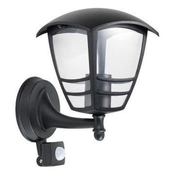 Lauko sieninis šviestuvas su jutikliu TEVIO 1xE27/60W/230V IP54 juoda