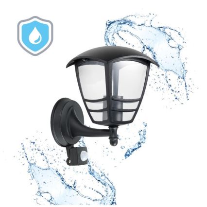 Lauko sieninis šviestuvas su jutikliu TEVIO 1xE27/60W/230V IP54 juoda