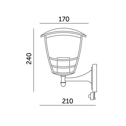 Lauko sieninis šviestuvas su jutikliu TEVIO 1xE27/60W/230V IP54 juoda