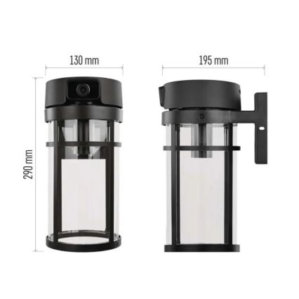 Lauko sieninis šviestuvas su kamera GOSMART 1xE27/15W/230V Wi-Fi IP44