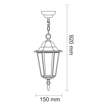 Lauko sietynas 1xE27/20W/230V IP43 patina