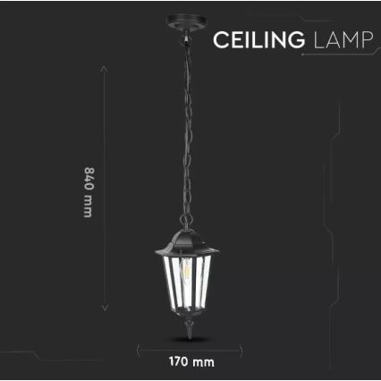 Lauko sietynas ant grandinės 1xE27/40W/230V IP44 juodas