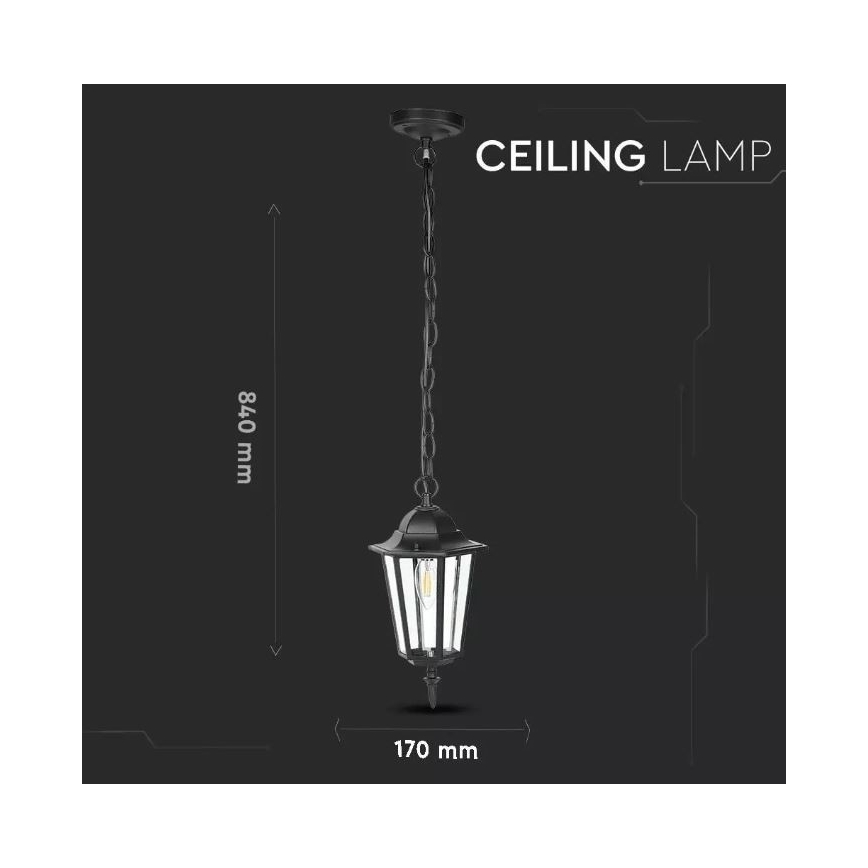 Lauko sietynas ant grandinės 1xE27/40W/230V IP44 juodas