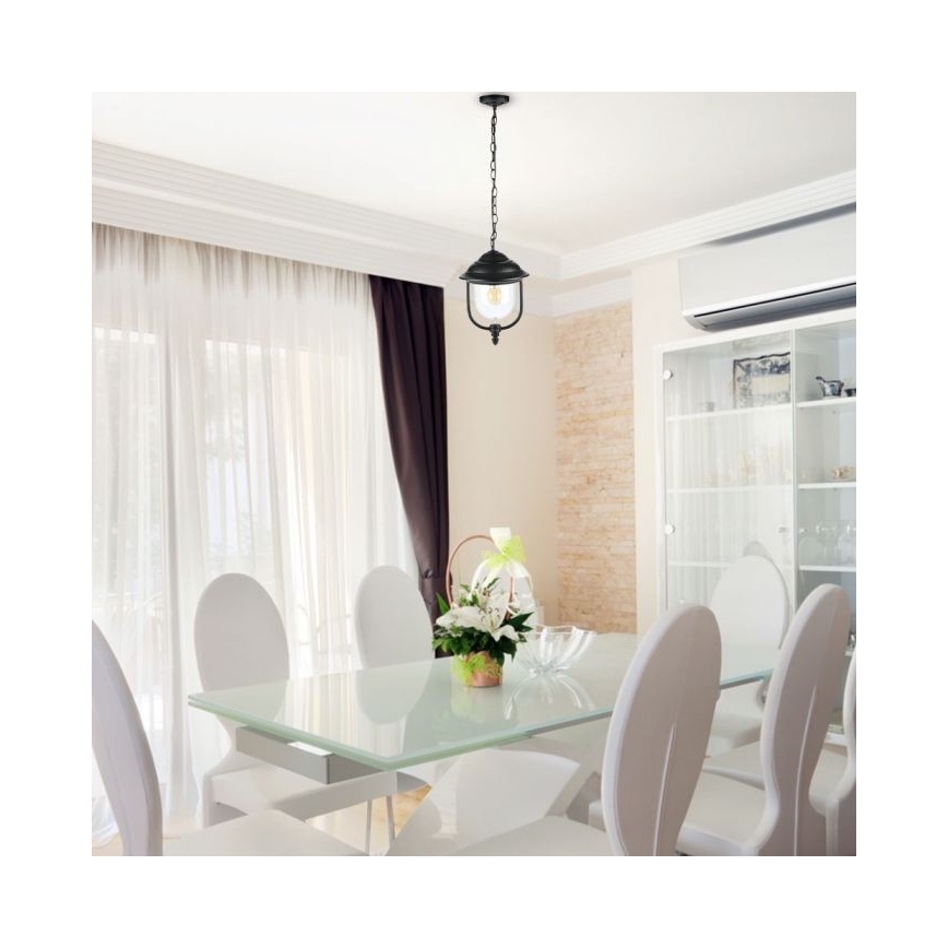 Lauko sietynas, kabinamas ant grandinės 1xE27/60W/230V IP44 juoda
