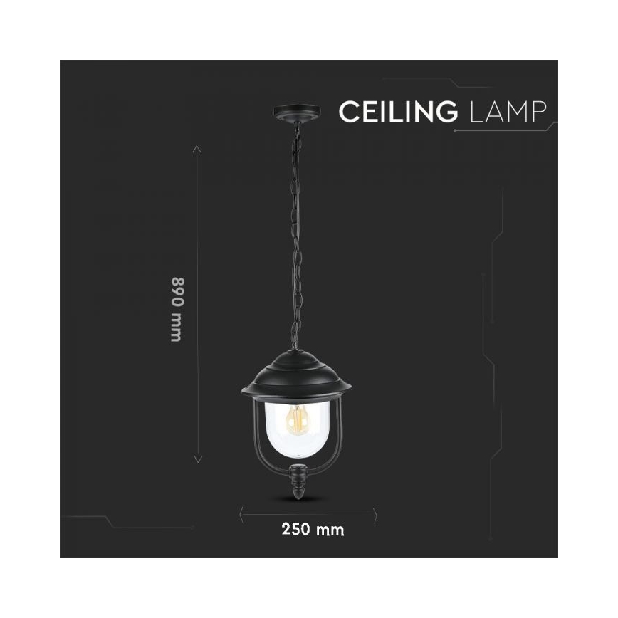 Lauko sietynas, kabinamas ant grandinės 1xE27/60W/230V IP44 juoda