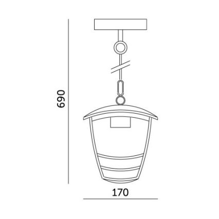 Lauko sietynas, kabinamas ant grandinės TEVIO 1xE27/60W/230V IP54 juoda