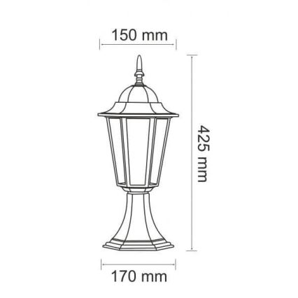 Lauko šviestuvas 1xE27/20W/230V IP43 42,5 cm juoda