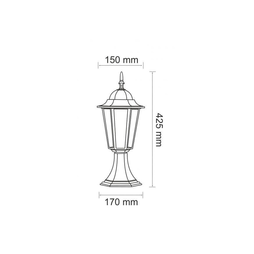 Lauko šviestuvas 1xE27/20W/230V IP43 42,5 cm juoda