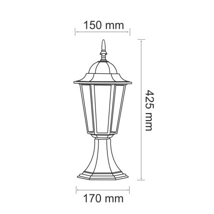 Lauko šviestuvas 1xE27/20W/230V IP43 42,5 cm patina