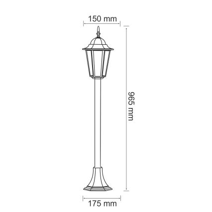 Lauko šviestuvas 1xE27/20W/230V IP43 96,5 cm juoda