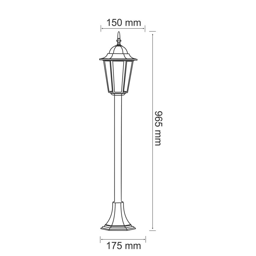 Lauko šviestuvas 1xE27/20W/230V IP43 96,5 cm juoda