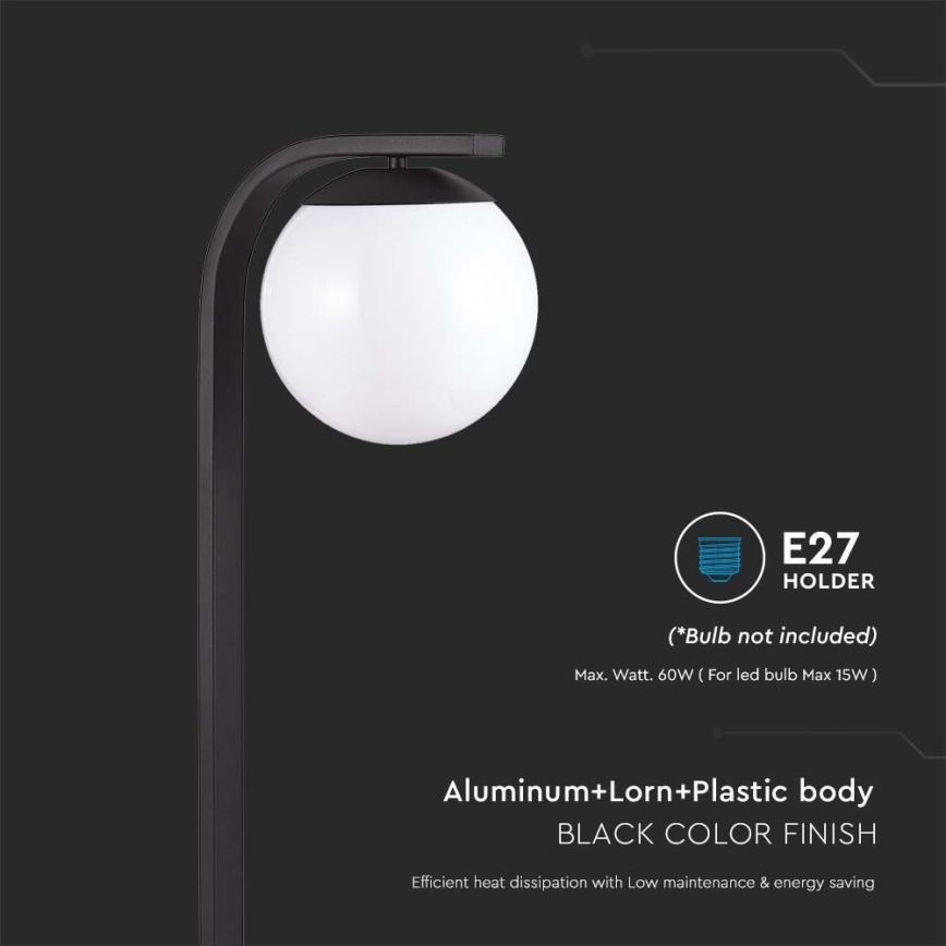 Lauko šviestuvas 1xE27/60W/230V IP44 juoda