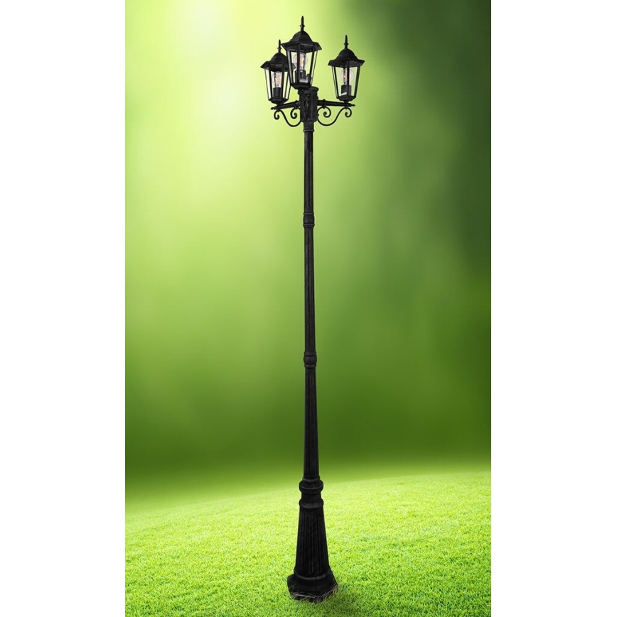 Lauko šviestuvas 3xE27/20W/230V IP43 2,58 m juoda