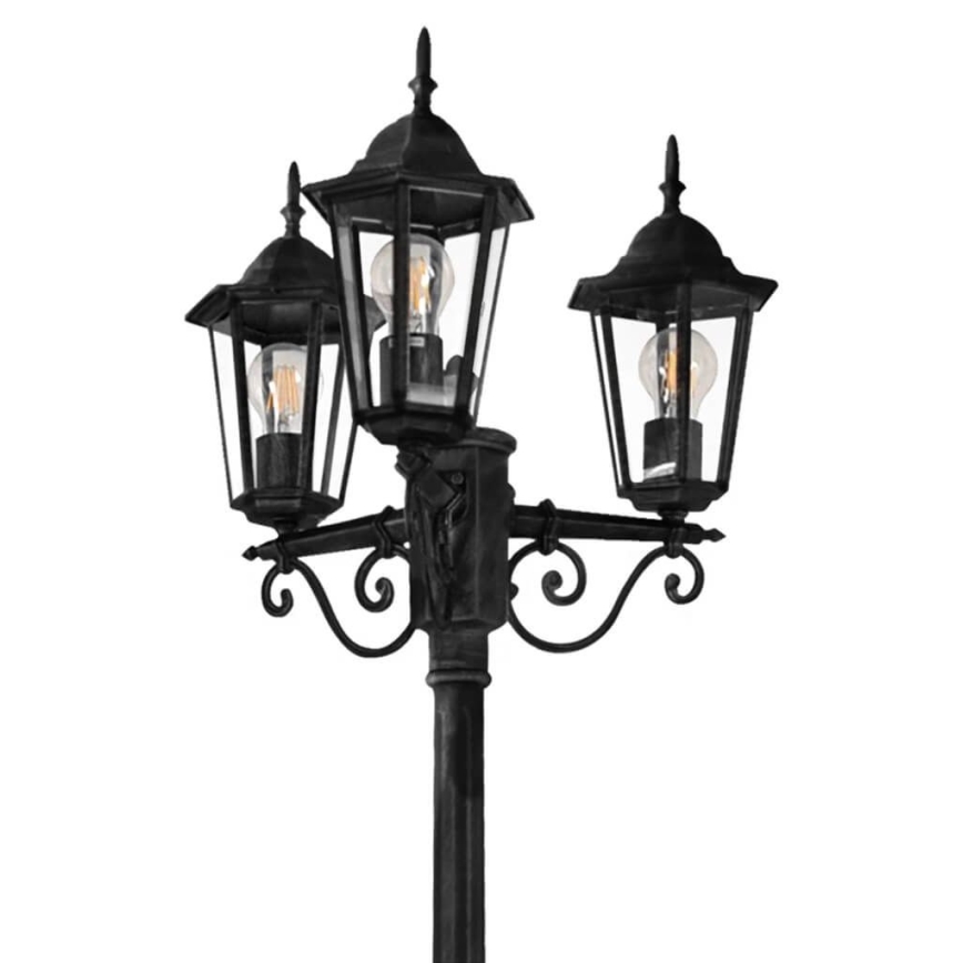 Lauko šviestuvas 3xE27/20W/230V IP43 2,58 m juoda