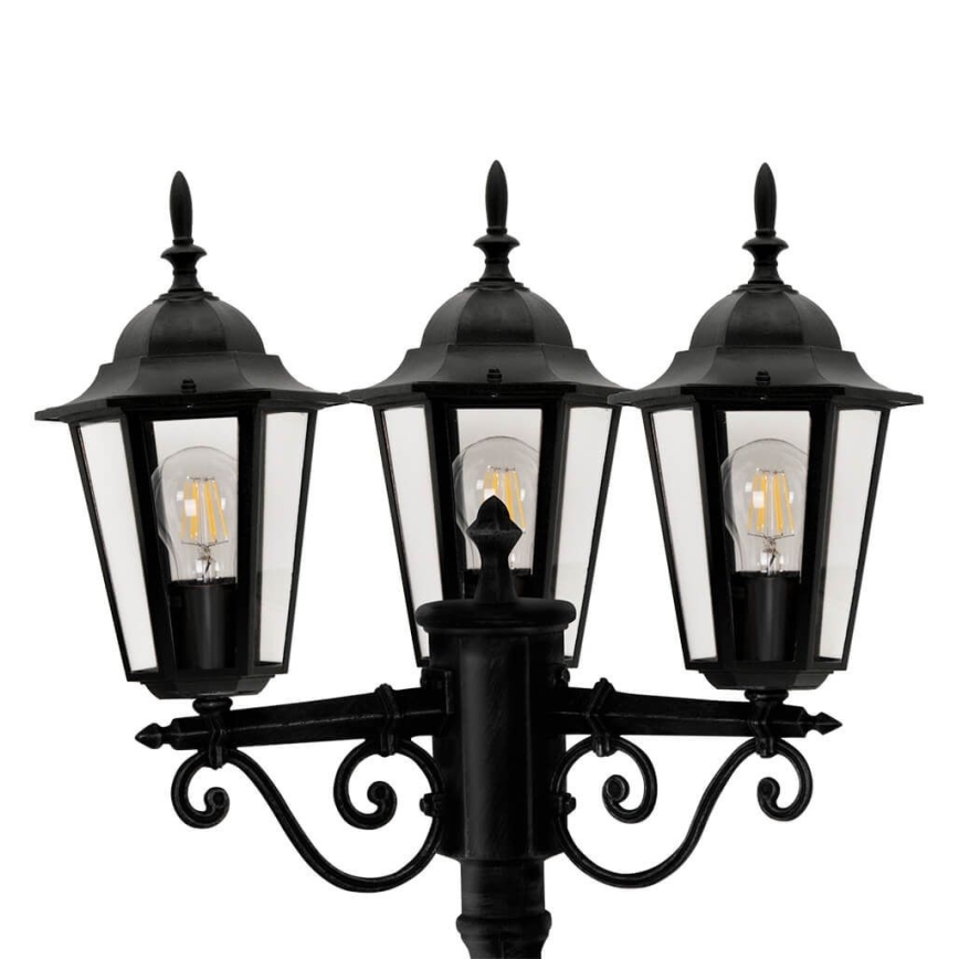 Lauko šviestuvas 3xE27/20W/230V IP43 2,58 m juoda