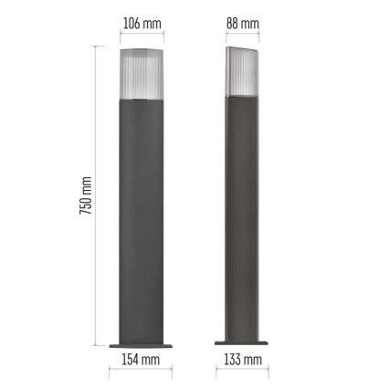 Lauko šviestuvas LANA 1xE27/25W/230V IP54 75 cm