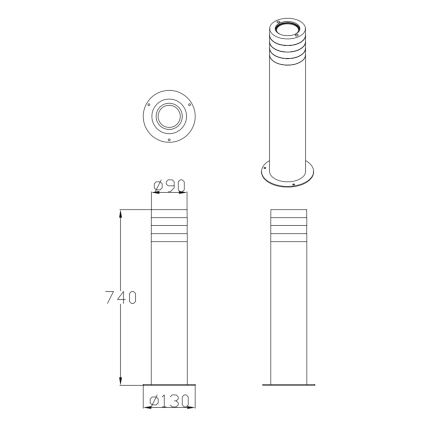 Lauko šviestuvas RINO 1xE27/12W/230V IP54 74 cm juoda