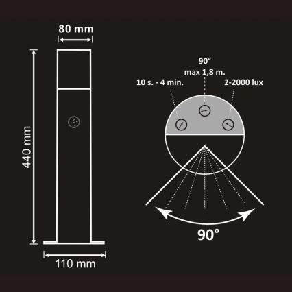 Lauko šviestuvas su jutikliu DALLAS 1xE27/12W/230V IP44 antracitas