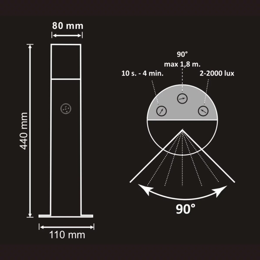 Lauko šviestuvas su jutikliu DALLAS 1xE27/12W/230V IP44 antracitas