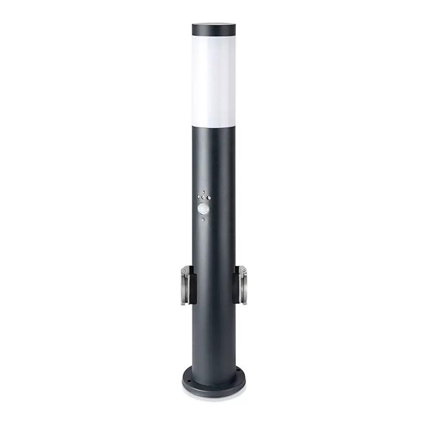 Lauko šviestuvas su jutikliu ir 2 lizdai SCHUKO 1xE27/60W/230V IP44 60cm antracitas