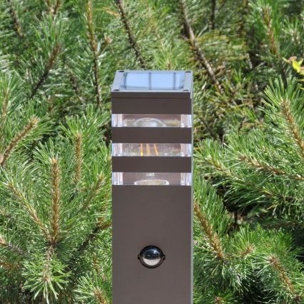 Lauko šviestuvas su jutikliu TEKSAS 1xE27/12W/230V IP44 74 cm antracitas