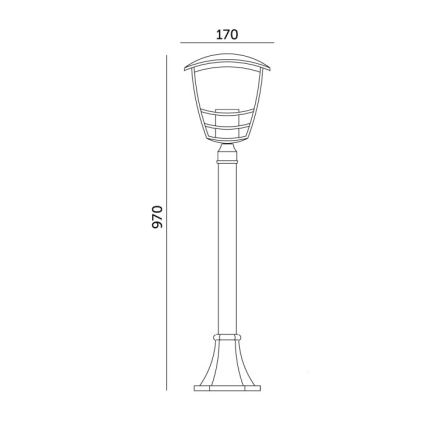 Lauko šviestuvas TEVIO 1xE27/60W/230V IP54 97 cm juoda