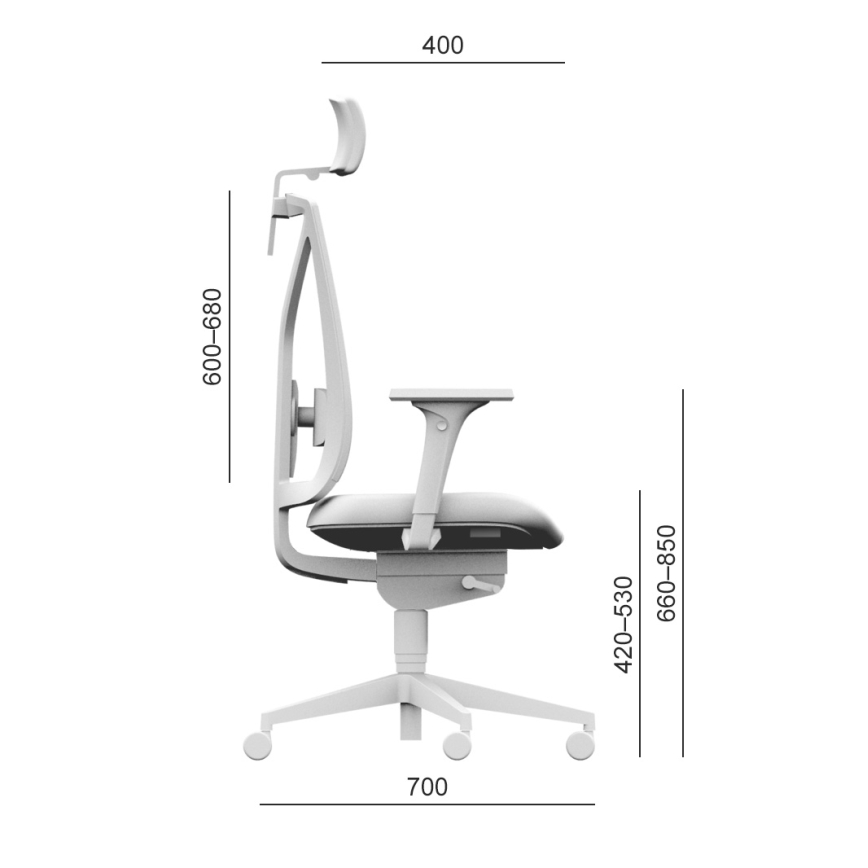 LD Seating - Biuro kėdė su galvos atrama LEAF pilka