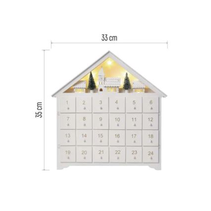 LED Advento kalendorius 8xLED/2xAA balta