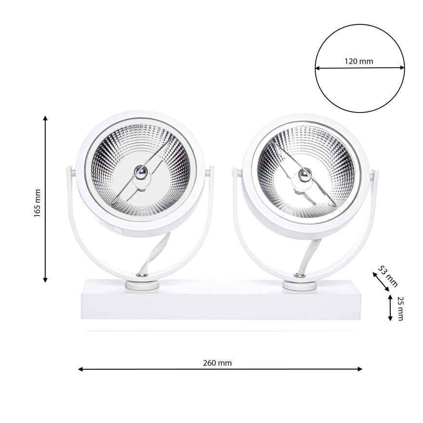 LED Akcentinis apšvietimas LUGAR 2xAR111 - GU10/25W/230V