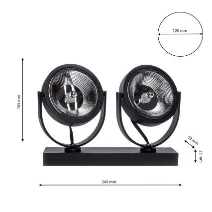 LED Akcentinis apšvietimas LUGAR 2xAR111 - GU10/25W/230V
