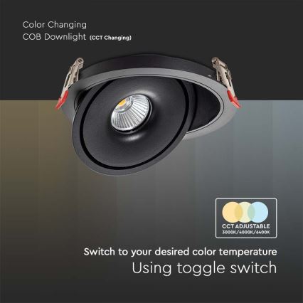 LED Akcentinis įleidžiamas šviestuvas LED/12W/230V 3000/4000/6400K diametras 12 cm juoda