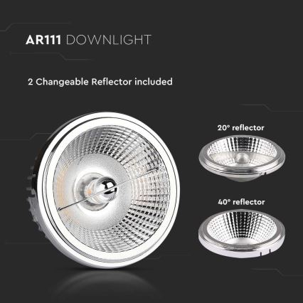 LED Akcentinis įleidžiamas šviestuvas LED/20W/230V 6400K 40°/20° diametras 11 cm blizgus chromas
