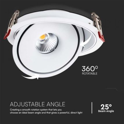 LED Akcentinis įleidžiamas šviestuvas LED/28W/230V 3000/4000/6400K diametras 20 cm balta