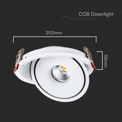 LED Akcentinis įleidžiamas šviestuvas LED/28W/230V 3000/4000/6400K diametras 20 cm balta
