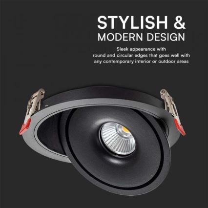 LED Akcentinis įleidžiamas šviestuvas LED/28W/230V 3000/4000/6400K diametras 20 cm juoda