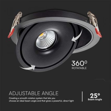 LED Akcentinis įleidžiamas šviestuvas LED/28W/230V 3000/4000/6400K diametras 20 cm juoda