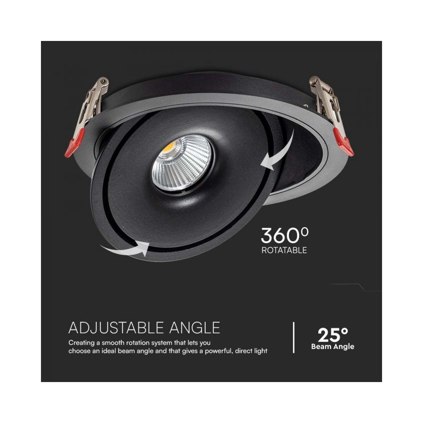 LED Akcentinis įleidžiamas šviestuvas LED/28W/230V 3000/4000/6400K diametras 20 cm juoda