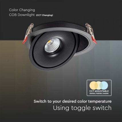 LED Akcentinis įleidžiamas šviestuvas LED/28W/230V 3000/4000/6400K diametras 20 cm juoda