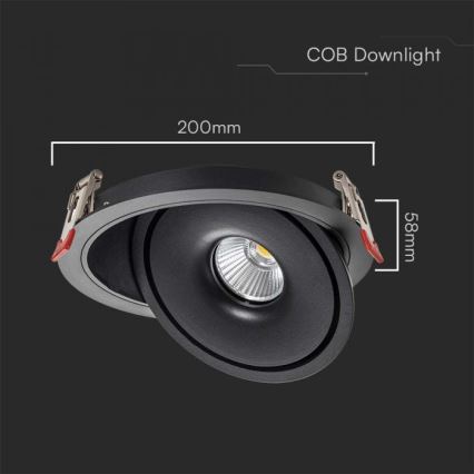 LED Akcentinis įleidžiamas šviestuvas LED/28W/230V 3000/4000/6400K diametras 20 cm juoda