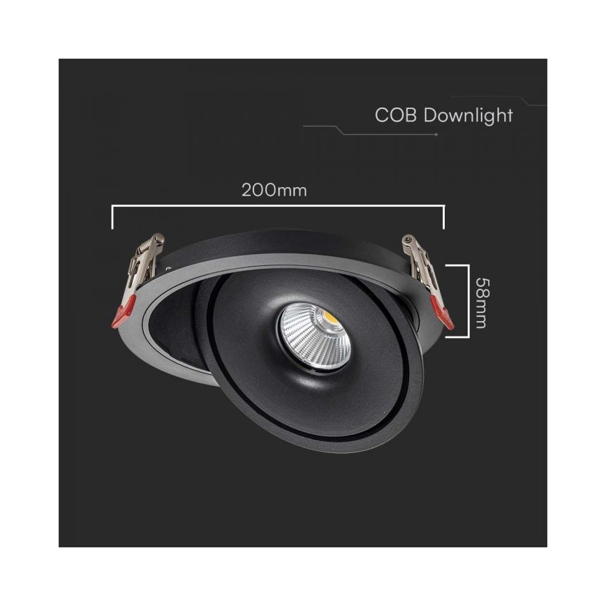LED Akcentinis įleidžiamas šviestuvas LED/28W/230V 3000/4000/6400K diametras 20 cm juoda