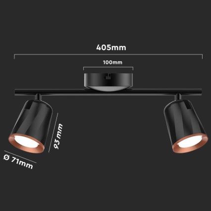 LED Akcentinis šviestuvas 2xLED/5W/230V 3000K juodas