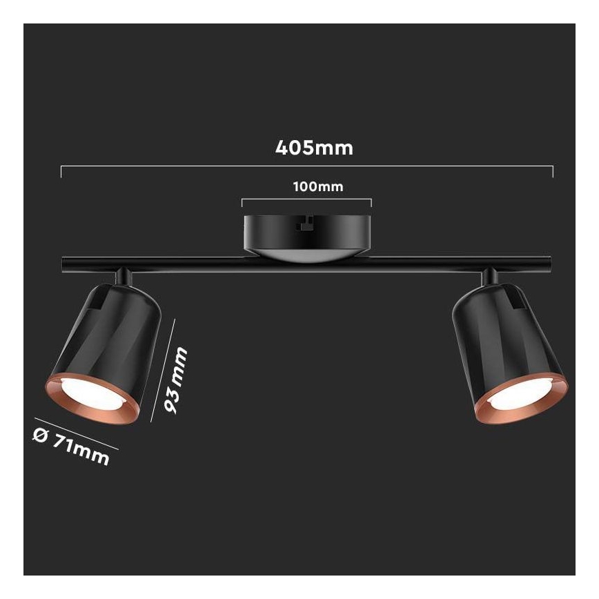 LED Akcentinis šviestuvas 2xLED/5W/230V 3000K juodas