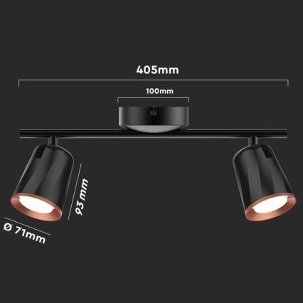 LED Akcentinis šviestuvas 2xLED/5W/230V 4000K juodas