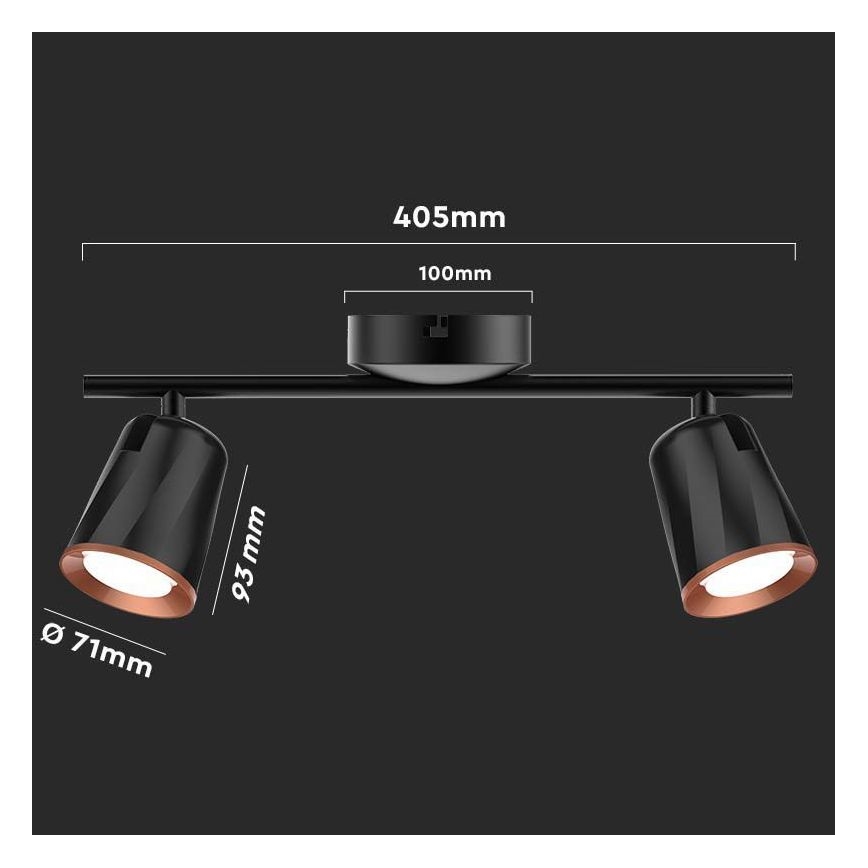LED Akcentinis šviestuvas 2xLED/5W/230V 4000K juodas
