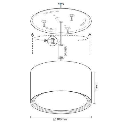 LED akcentinis šviestuvas LED/12W/230V 4000K diametras 10 cm juoda