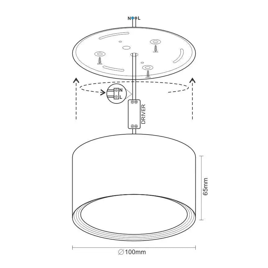 LED akcentinis šviestuvas LED/12W/230V 4000K diametras 10 cm juoda