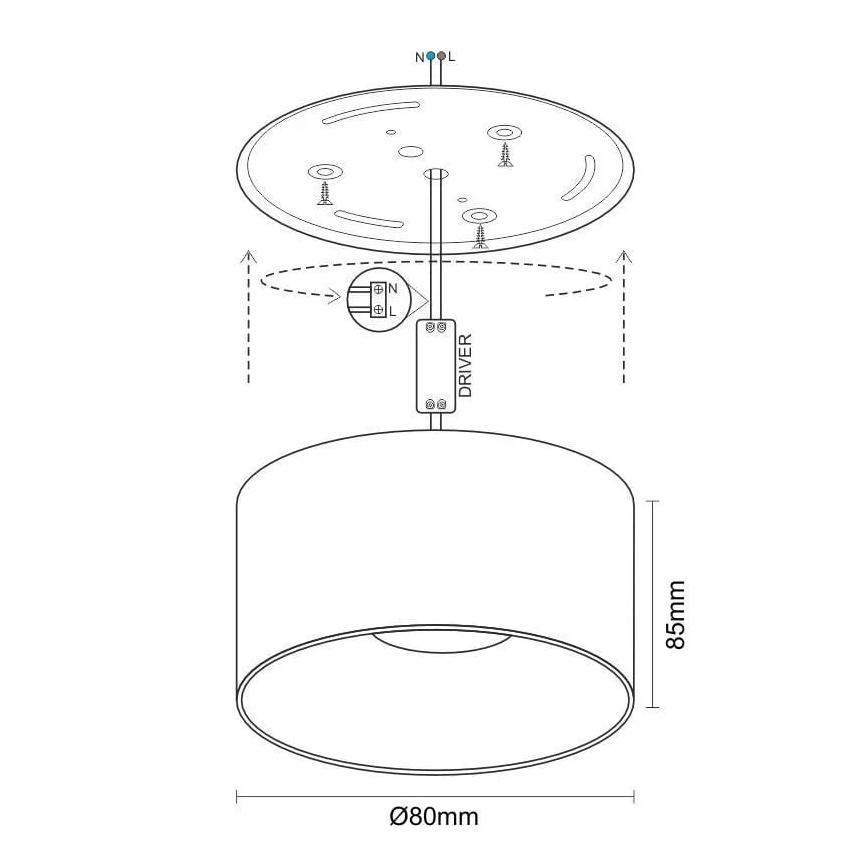 LED akcentinis šviestuvas LED/12W/230V 4000K diametras 8 cm balta