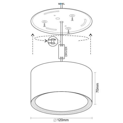 LED akcentinis šviestuvas LED/14W/230V 4000K diametras 12 cm balta