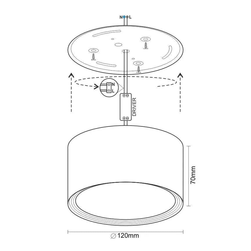 LED akcentinis šviestuvas LED/14W/230V 4000K diametras 12 cm juoda