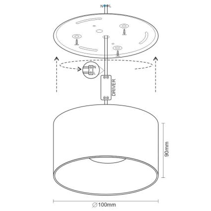 LED akcentinis šviestuvas LED/16W/230V 4000K diametras 10 cm juoda